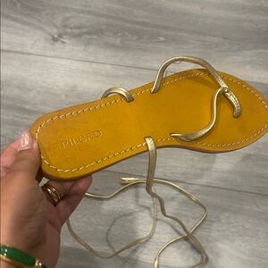 Pilcro Mustard and Gold Women's Sandals 9